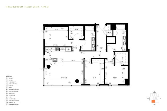 3 Bedroom D2 3110 floor plan
